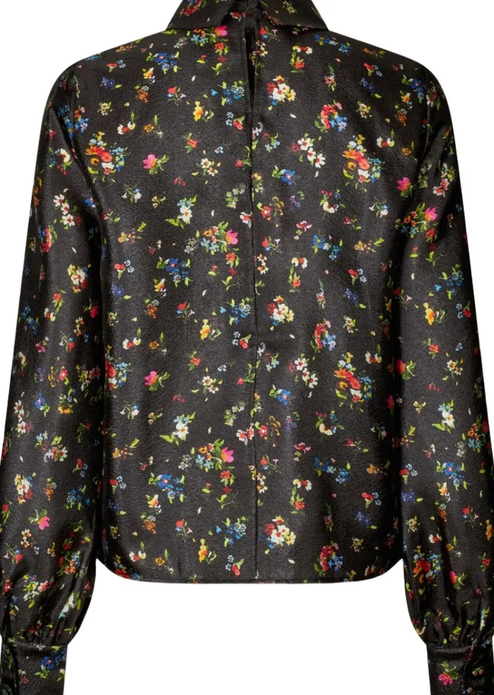 Dame Stine Goya 2067 Flat Textured Poly, Gathered Ruffle Long Sleeve Top