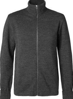 Mads Nørgaard - Copenhagen 100% Wool Klemens Zip cardigan M&oslash;rkegrå Hot