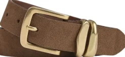 Markberg AdleyMBG Belt, Suede Dark brown w/br. gold Outlet
