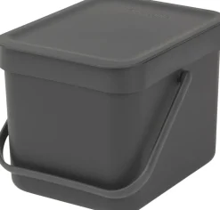 Brabantia Affaldsspand m/låg sort.kon. 6 ltr