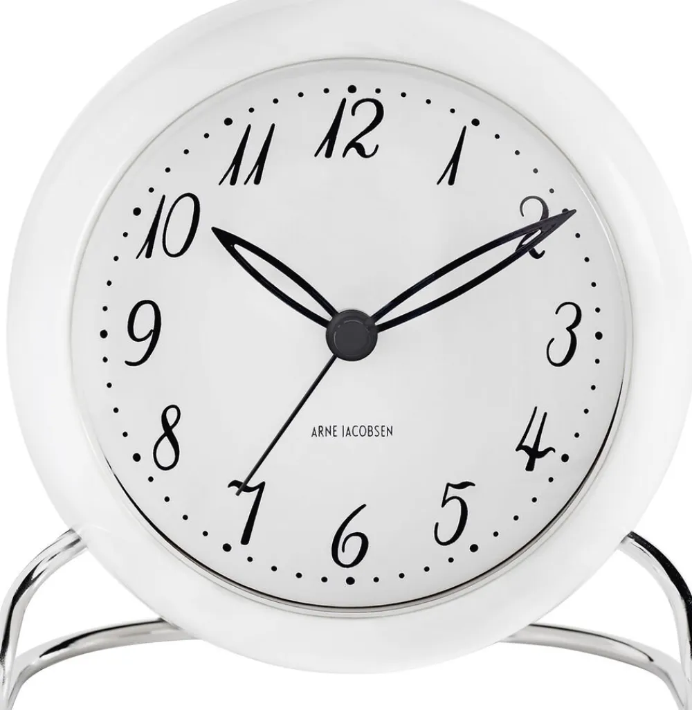 AJ LK bordur, hvid/hvid, Ø 11 cm, alarm>Arne Jacobsen Clocks Online