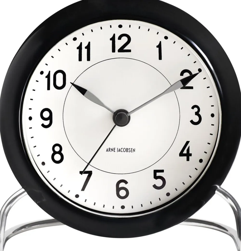 AJ Station bordur, sort/hvid, Ø 11 cm, alarm>Arne Jacobsen Clocks Sale