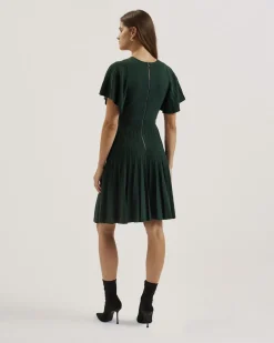 Ted Baker ALENHA Knitted Angel Sleeve Mini Dr Dk-green Sale
