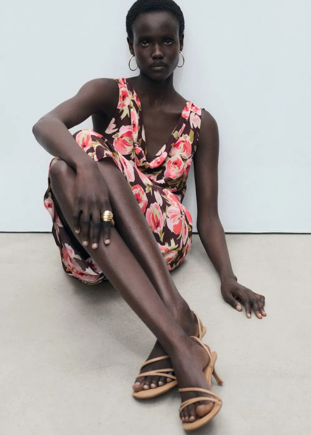 Dame MANGO Animal print strap heel sandal