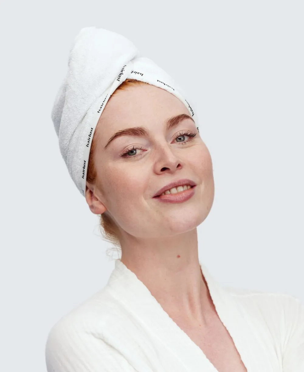 Bamboo Hair Towel Wrap, White>Hairlust New