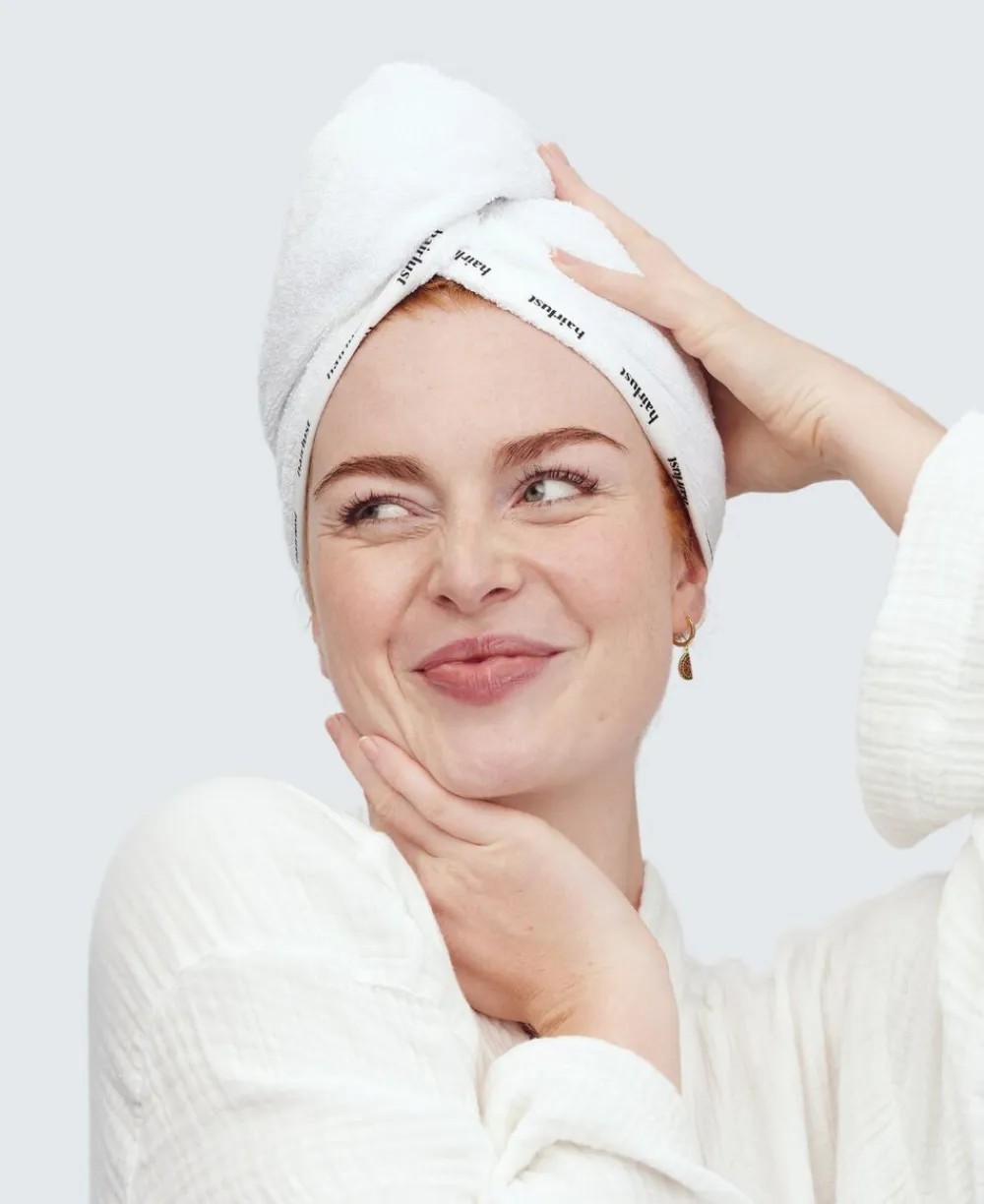 Bamboo Hair Towel Wrap, White>Hairlust New