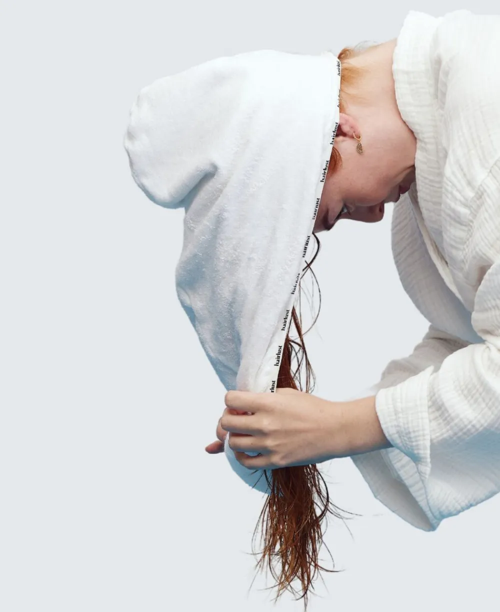 Bamboo Hair Towel Wrap, White>Hairlust New