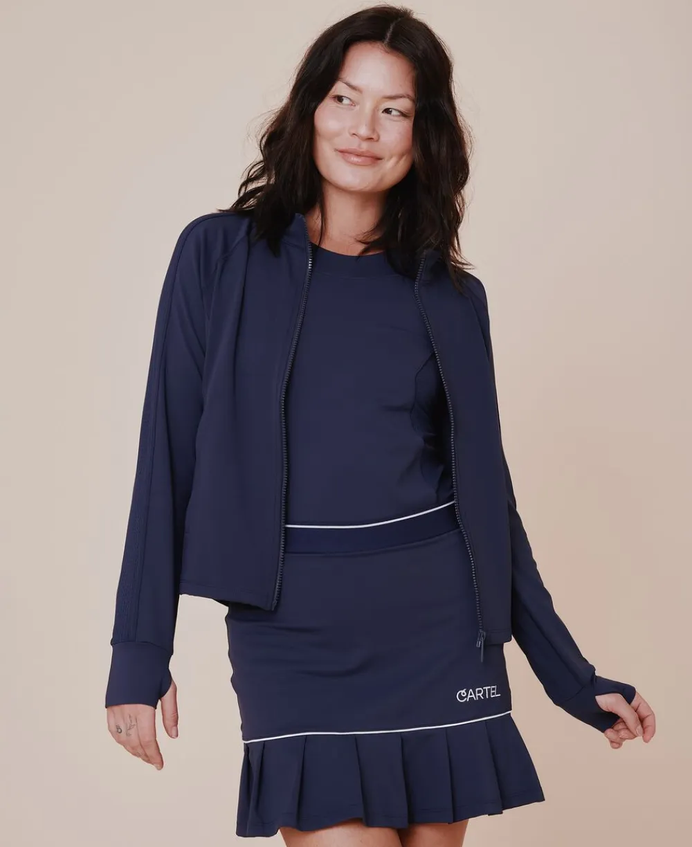 Cartel Copenhagen Baseline long sleeve zip jacket - Ocean Blå Discount