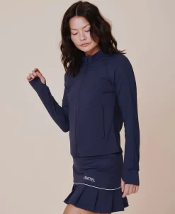 Cartel Copenhagen Baseline long sleeve zip jacket - Ocean Blå Discount