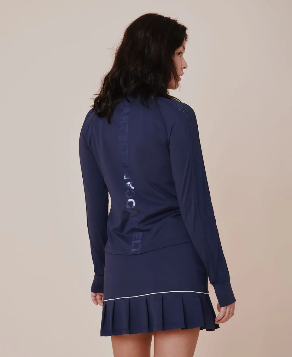 Cartel Copenhagen Baseline long sleeve zip jacket - Ocean Blå Discount