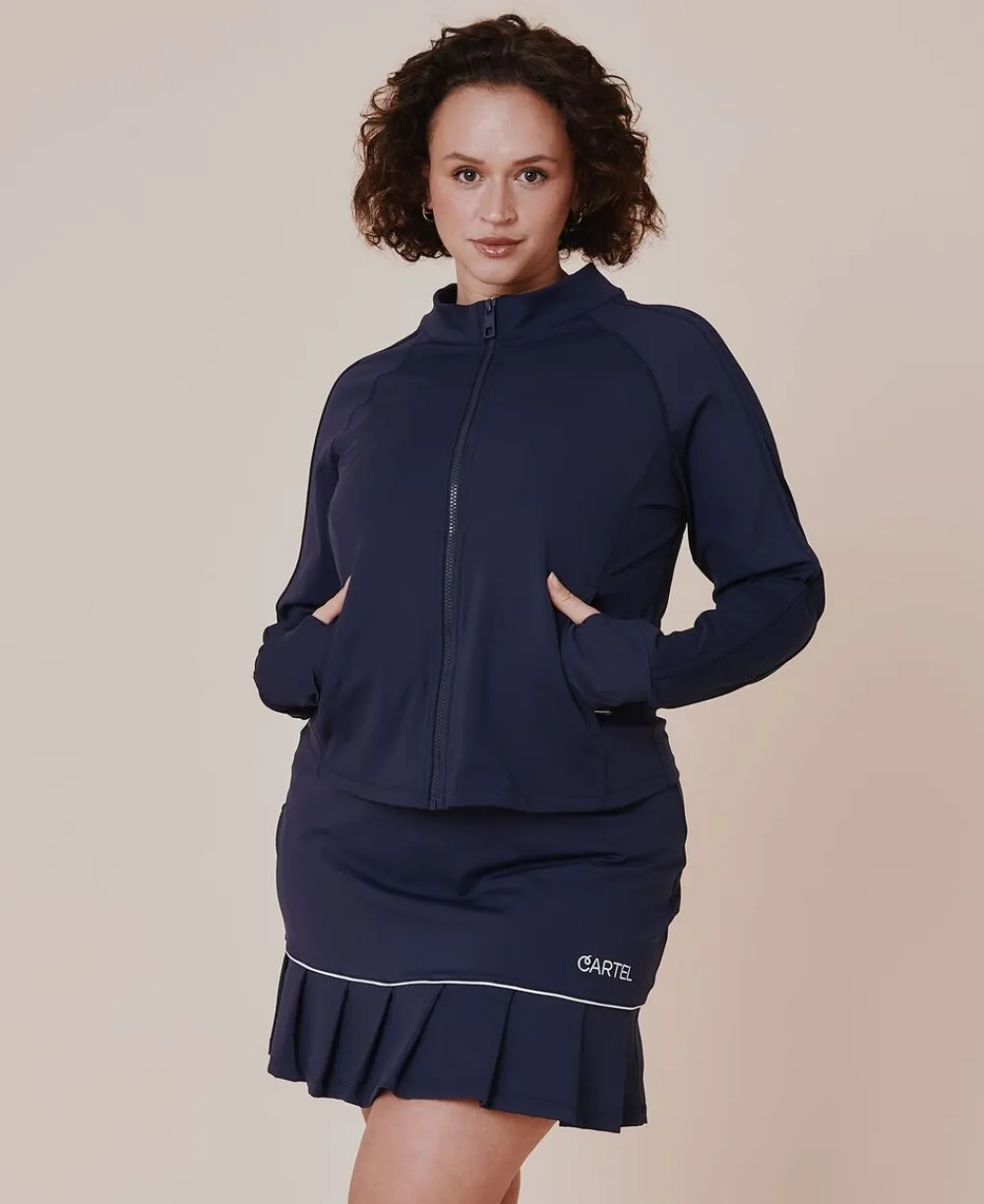 Cartel Copenhagen Baseline long sleeve zip jacket - Ocean Blå Discount