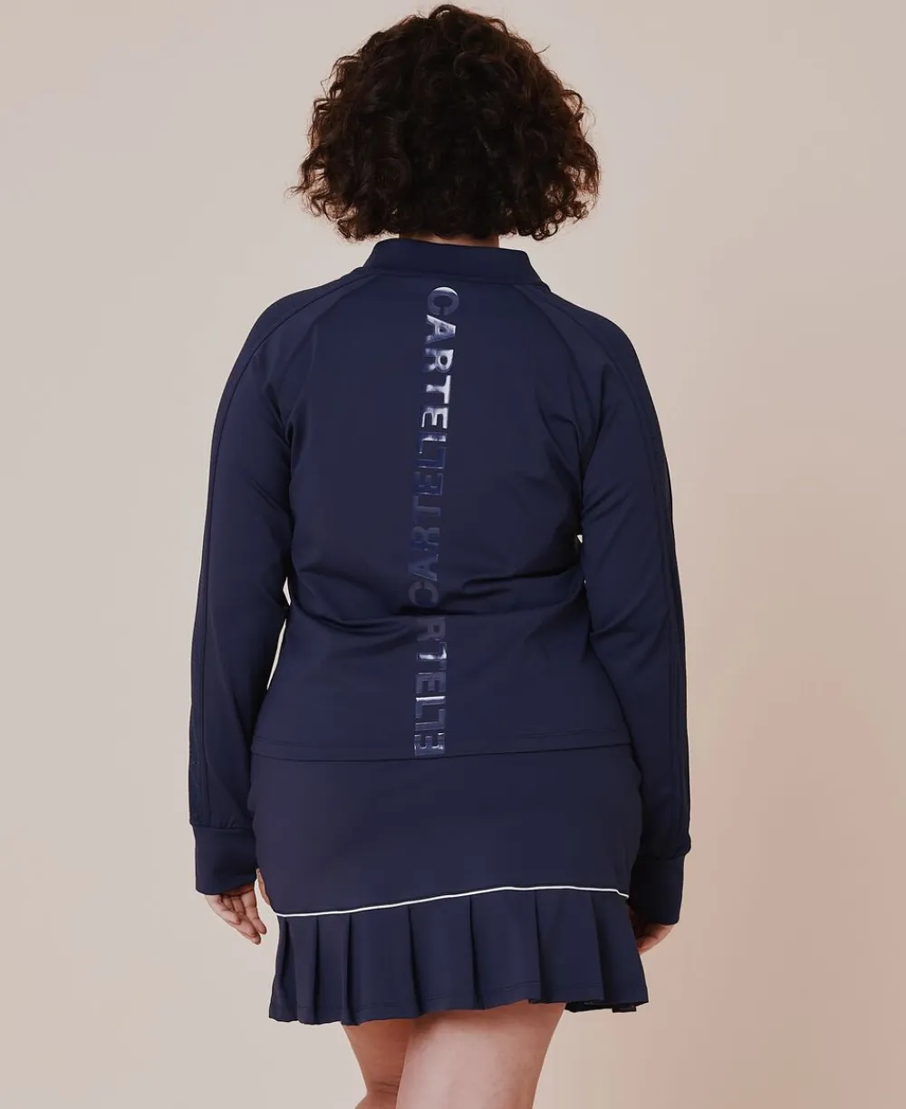 Cartel Copenhagen Baseline long sleeve zip jacket - Ocean Blå Discount