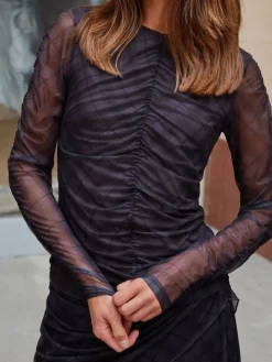 Dame Neo Noir Bea Check Mesh Blouse