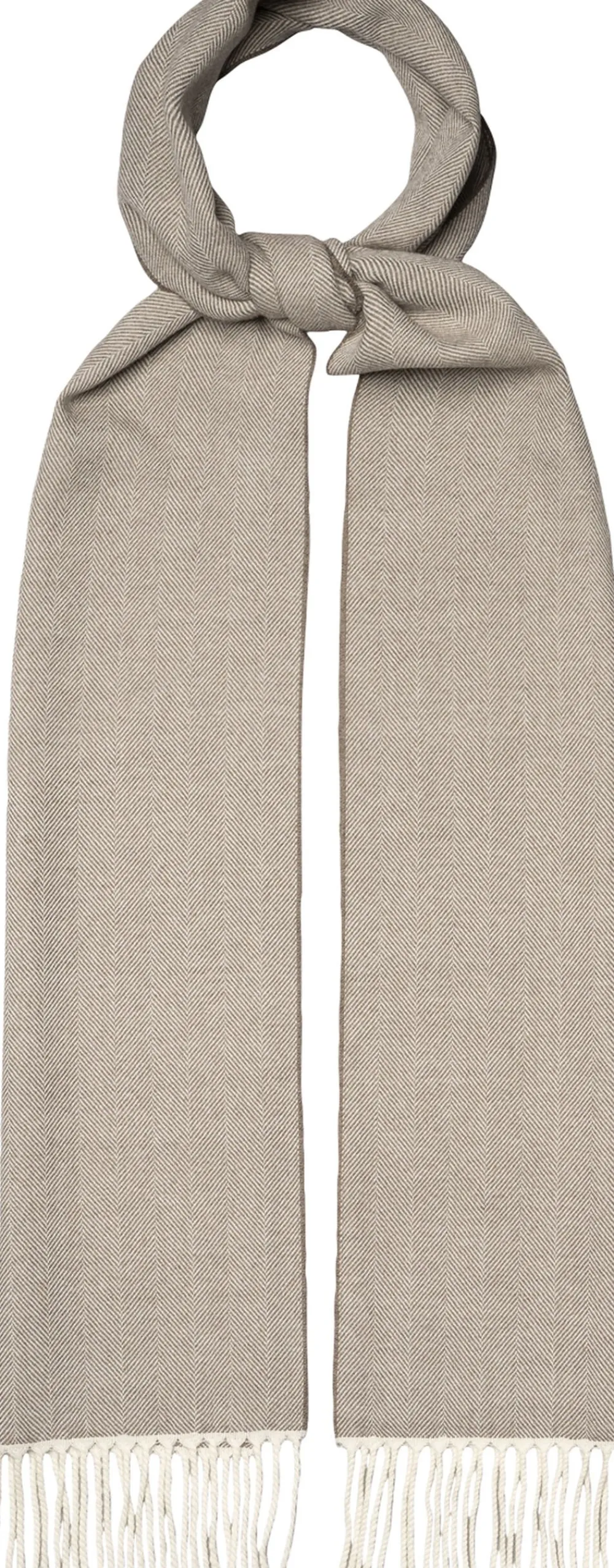 ETON Beige Herringbone Merino Wool Scarf