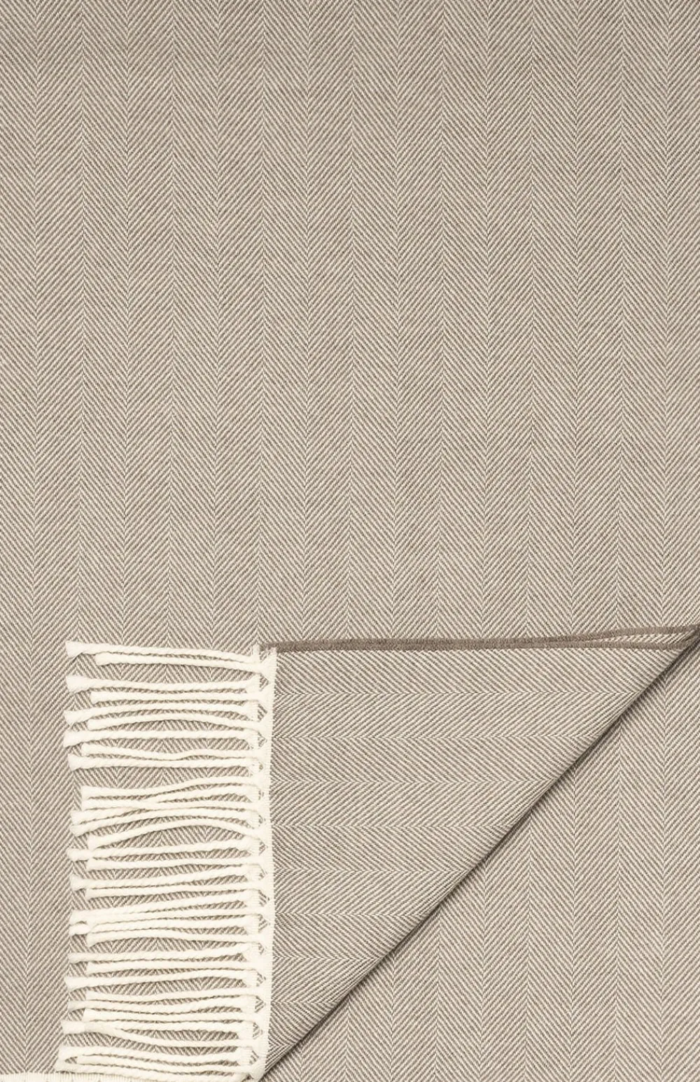 ETON Beige Herringbone Merino Wool Scarf