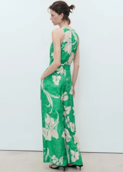 MANGO Belt printed jumpsuit Green