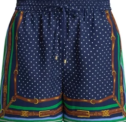 Lauren Ralph Lauren Belting-Print & Polka-Dot Drawcord Short Blue multi Outlet