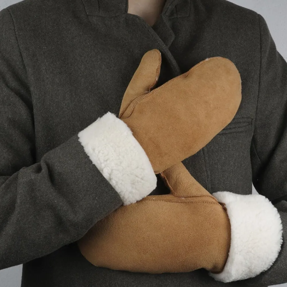 BELUKTA - MITTENS - SHEEP SUEDE WITH CURLY SHEARLING AROUND>Lovelies Sale