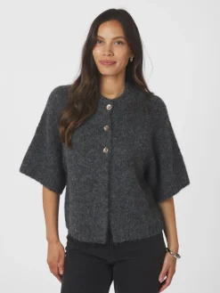 Neo Noir Benuta Fluffy Knit Cardigan Antracit melange