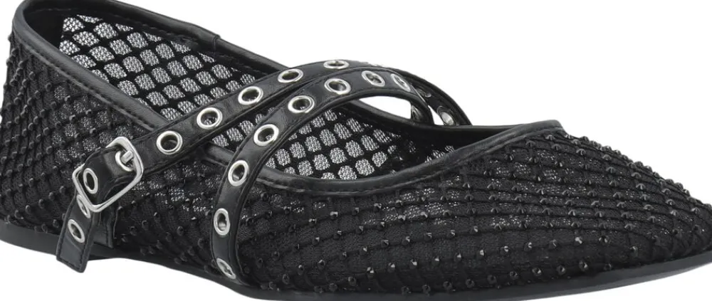 Dame Bianco BIAROSE Karré Cross Mary Jane Rhinestone Mesh