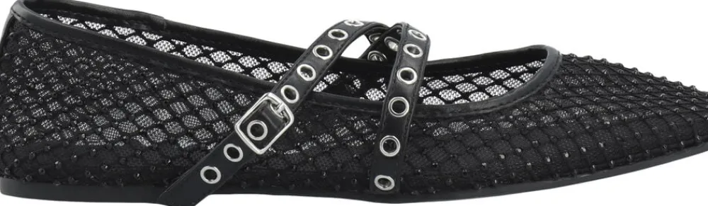 Dame Bianco BIAROSE Karré Cross Mary Jane Rhinestone Mesh