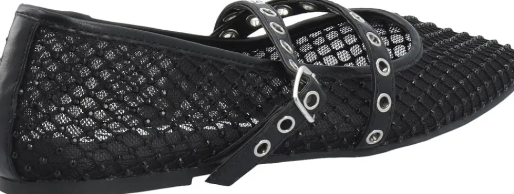 Dame Bianco BIAROSE Karré Cross Mary Jane Rhinestone Mesh