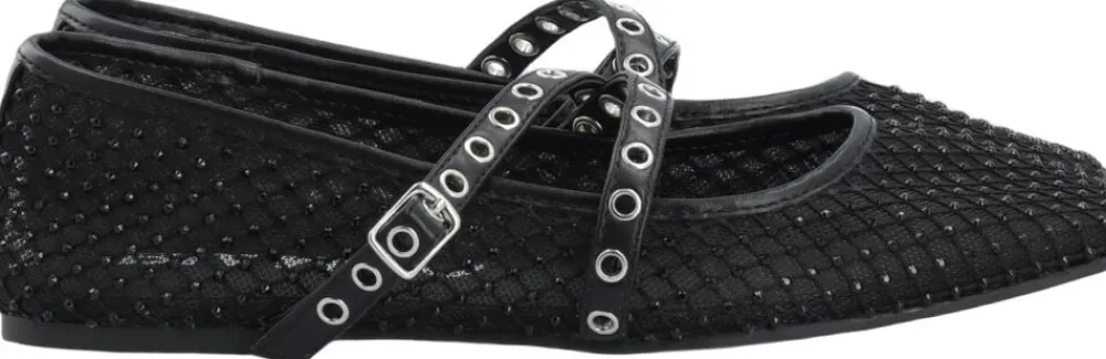 Dame Bianco BIAROSE Karré Cross Mary Jane Rhinestone Mesh