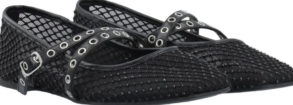 Dame Bianco BIAROSE Karré Cross Mary Jane Rhinestone Mesh