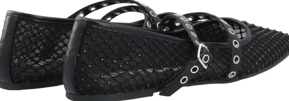 Dame Bianco BIAROSE Karré Cross Mary Jane Rhinestone Mesh