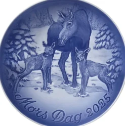 Royal Copenhagen Bing & Grøndahl mors dags platte 2025, elgko med kalve, 15 cm