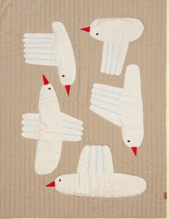 Børn Ferm Living Bird Quilted Blanket - Sand