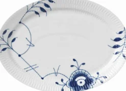 Royal Copenhagen Blå Mega Riflet 28 cm. oval tallerken New