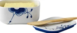 Blå Mega Riflet smørskål m. låg 42 cl.>Royal Copenhagen New