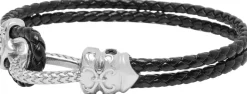 Nialaya Leather Bracelet with Silver Rope Clasp