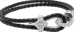 Nialaya Leather Bracelet with Silver Rope Clasp