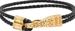 Nialaya Leather Bracelet with Gold Clasp Black Clearance