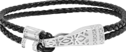 Nialaya Leather Bracelet with Silver Clasp Black Best