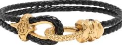 Leather Bracelet with Gold Rope Clasp>Nialaya Clearance