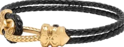 Leather Bracelet with Gold Rope Clasp><noscript><img width=