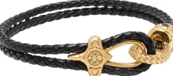 Leather Bracelet with Gold Rope Clasp><noscript><img width=