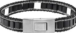 Onyx Stud Bracelet with Silver><noscript><img width=