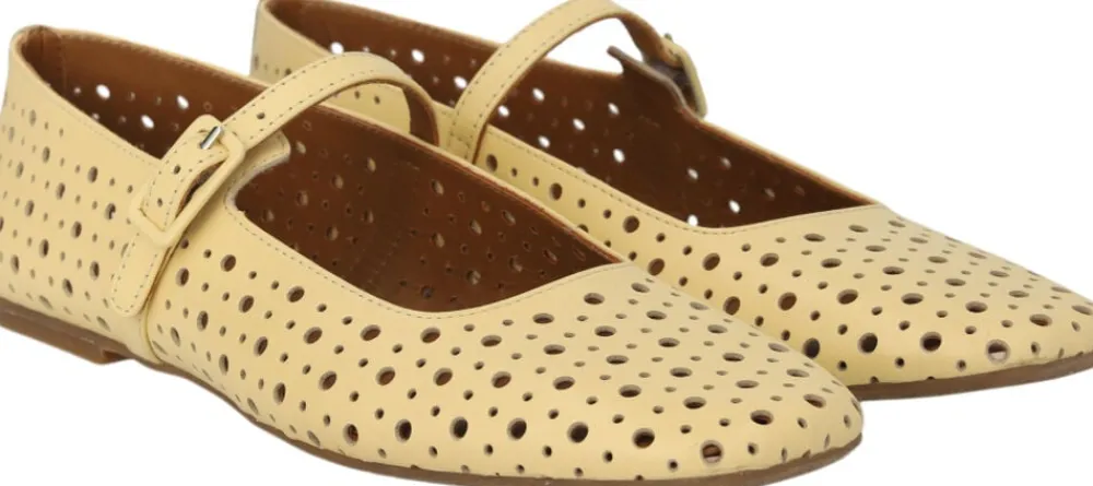 ANGULUS Blød ballerina med dekorativt hulmø 2713 mellow yellow Clearance