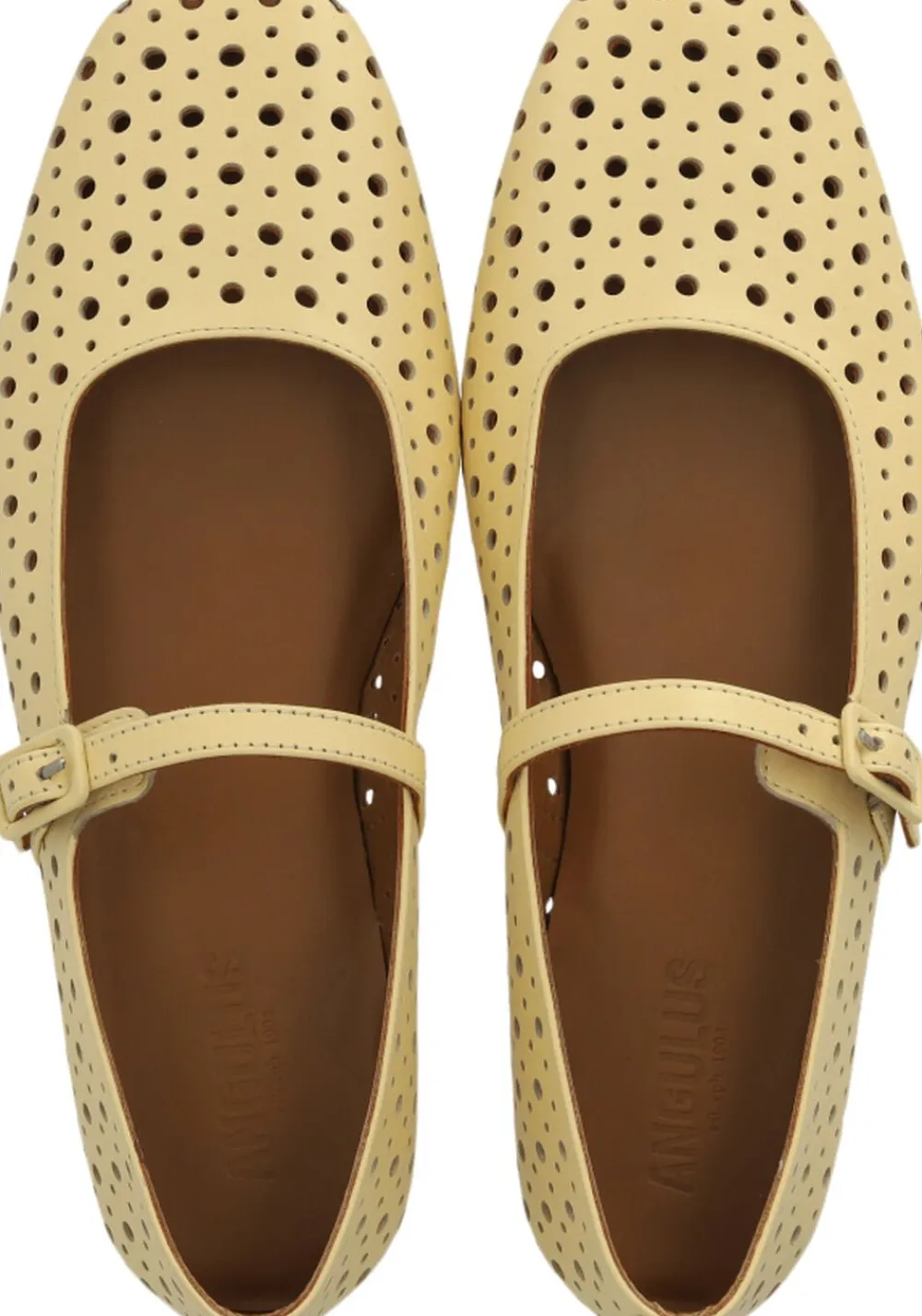 ANGULUS Blød ballerina med dekorativt hulmø 2713 mellow yellow Clearance