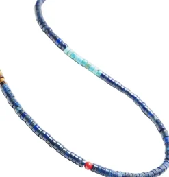 Heishi Necklace with Tiger Eye and Turquoise><noscript><img width=