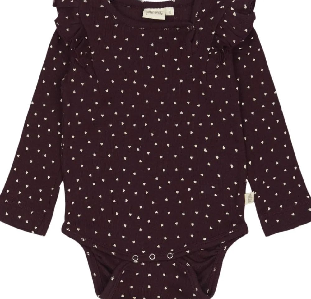 Body L/S Frill Modal heart>PETIT PIAO Sale