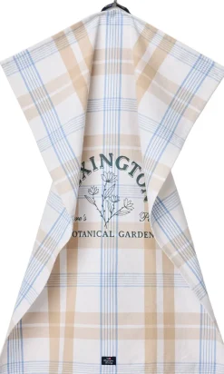 Lexington Botanical Checked Org Cotton Kitchen Towel White/beige/blue