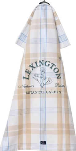 Lexington Botanical Checked Org Cotton Kitchen Towel White/beige/blue
