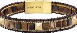 Nialaya Tiger Eye Stud Bracelet