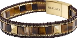 Nialaya Tiger Eye Stud Bracelet