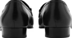 MANGO Buckle leather moccasins Black Clearance